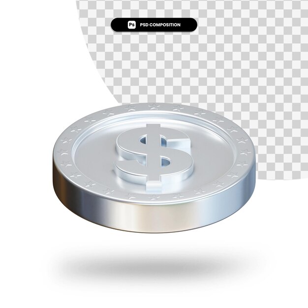 Moneta di scambio d'argento 3d rendering isolato
