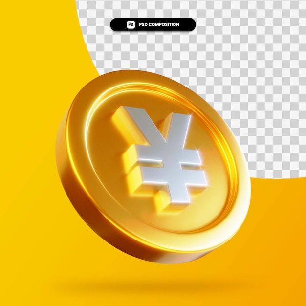 Moneta di yen dorata rendering 3d isolato