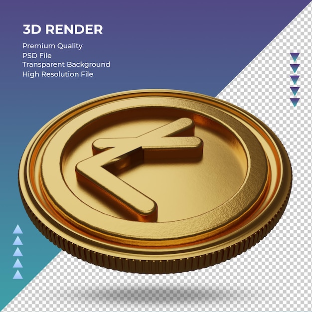 Moneta Litecoin simbolo di valuta oro 3d rendering vista a destra