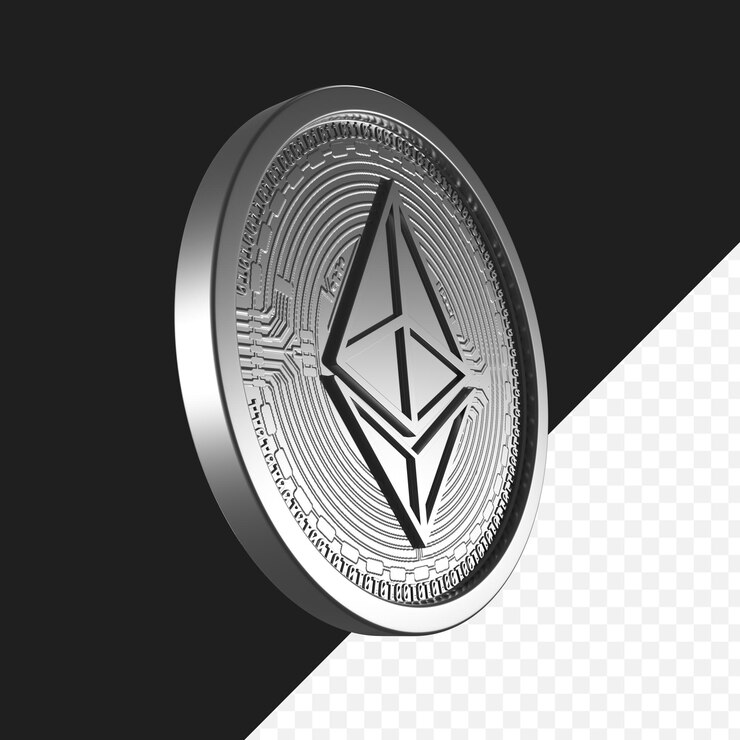 Moneta PSD Ethereum sullo sfondo trasparente dell'aria