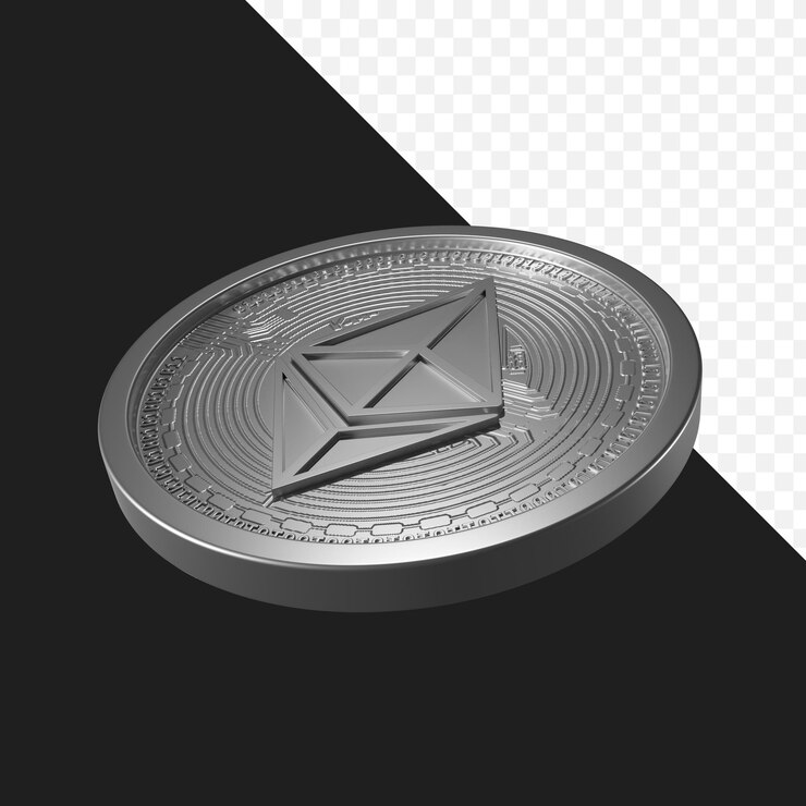Moneta PSD Ethereum sullo sfondo trasparente dell'aria