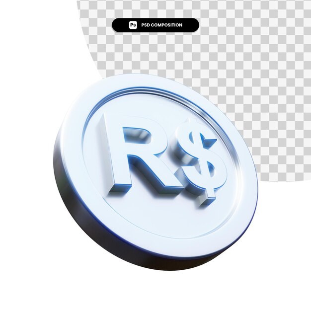 Moneta reale d'argento 3d rendering isolato