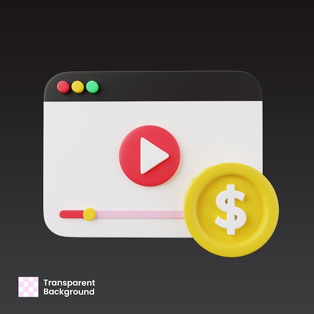 Monetización de contenido de video Ilustración 3D
