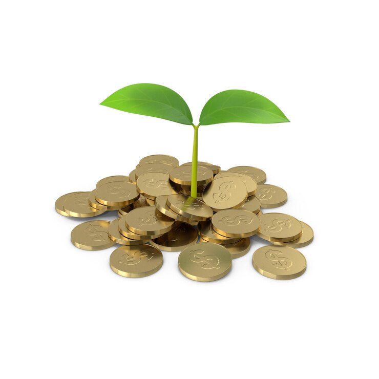 PSD money growing into a plant financial investment and success concept