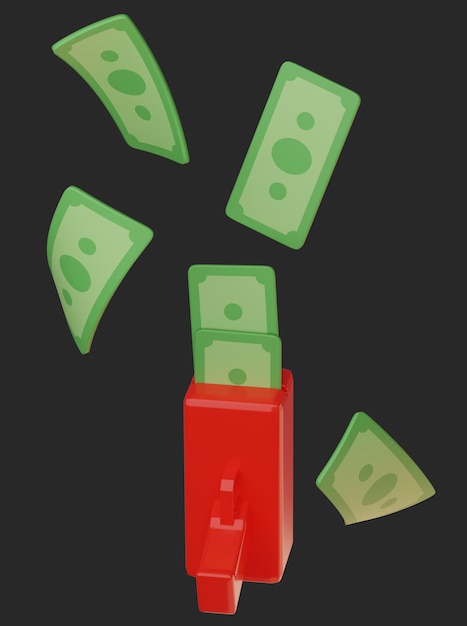 Money Gun Cash Cannon gráficos en 3D con dinero saliendo