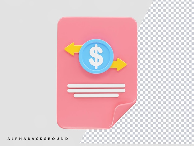 Money transfer icon illustration 3d rendering