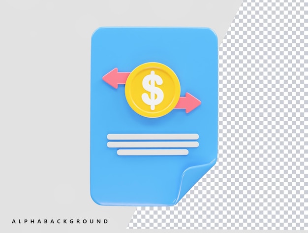 Money transfer icon illustration 3d rendering