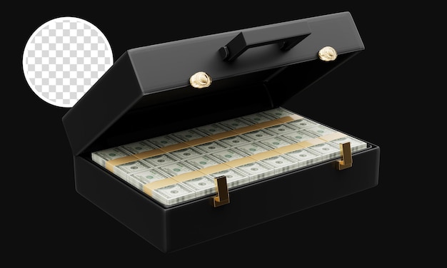 PSD moneycase 3d-modell rendert bargeldkoffer