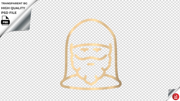 PSD monge sacerdote avatar humano vetor ícone dourado brilhante cor texturizado psd transparente
