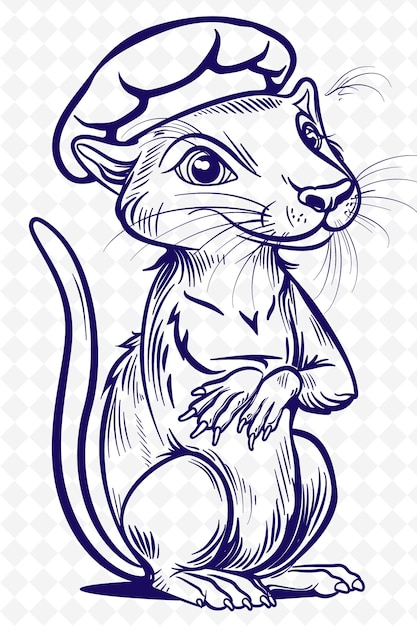 PSD mongoose mit einem kochhut und einem raffinierten ausdruck poster desi tiere skizze kunst vektorkollektionen