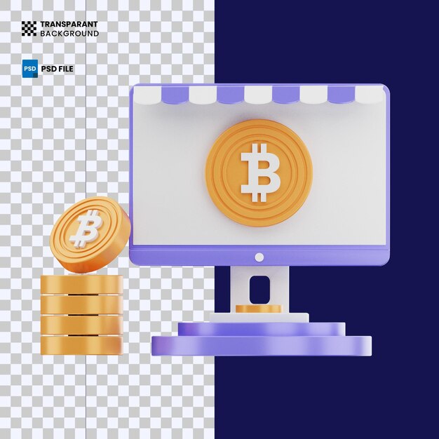 Moniteur 3d Avec Illustration De L'icône Bitcoin