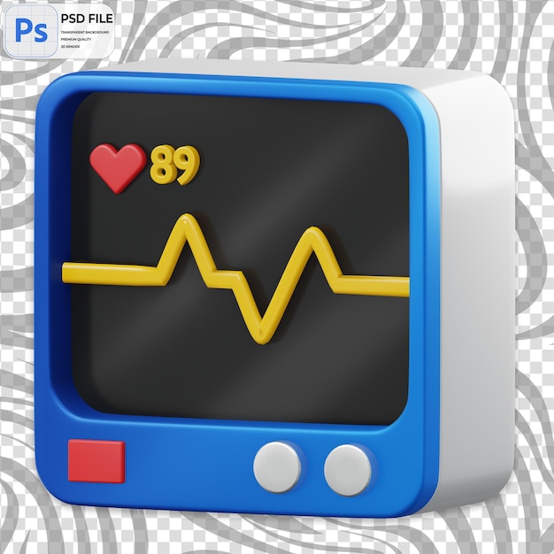 PSD moniteur de fréquence cardiaque 3d illustration du rendu icon isolé png
