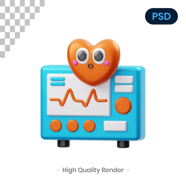 Moniteur De Fréquence Cardiaque Illustration De Rendu 3d Premium Psd