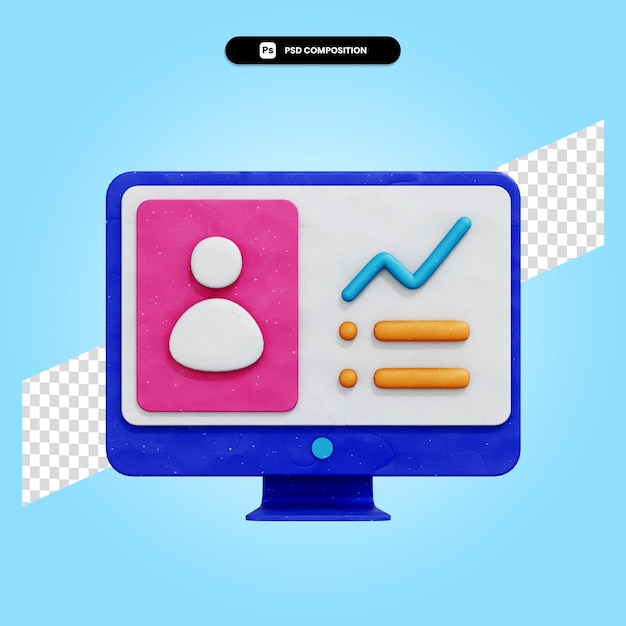 Monitor 3d render ilustración aislada