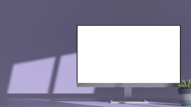 PSD monitor de computadora 3d maquillaje de renderización realista psd