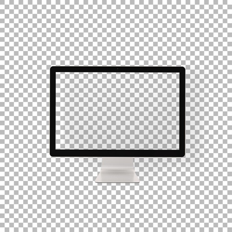 PSD un monitor de computadora en blanco en un soporte minimalista listo para su uso