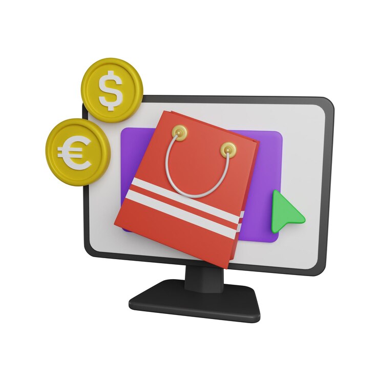 PSD un monitor de computadora con una bolsa y dinero en él
