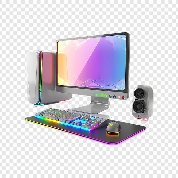 PSD un monitor de computadora con una luz de colores en la pantalla