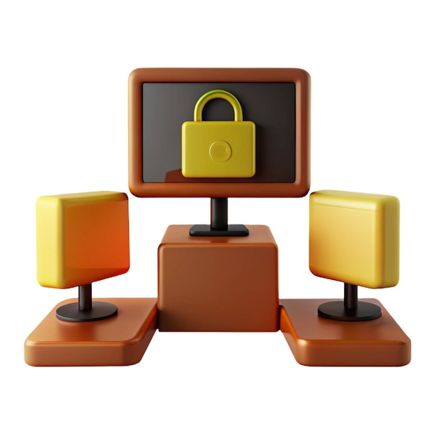 un monitor de computadora con un pad amarillo en él y un pad con un candado en él