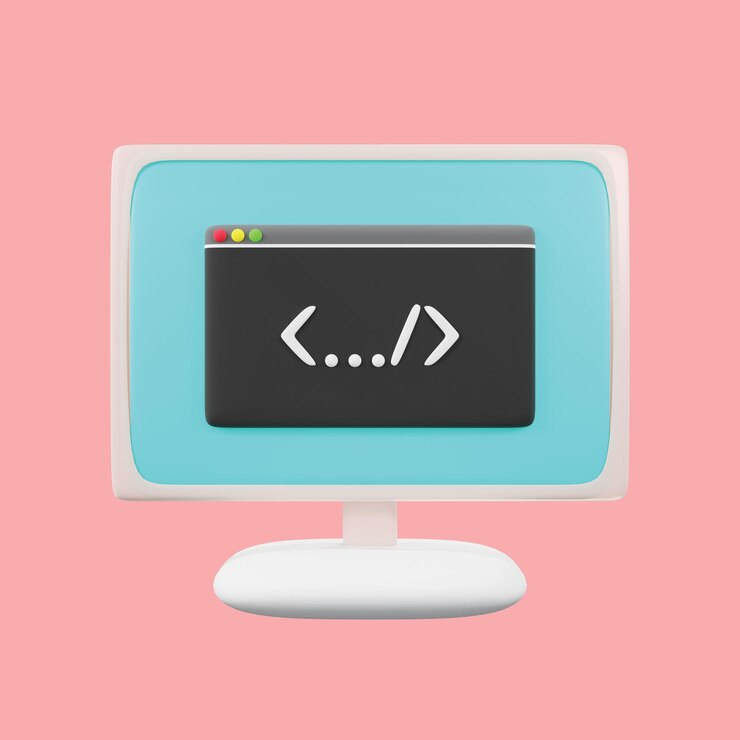 PSD un monitor de computadora con la palabra código en él