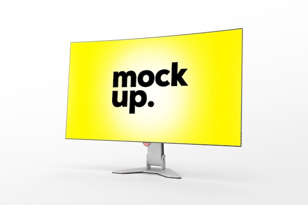 Un monitor de computadora con una pantalla amarilla que dice maqueta.