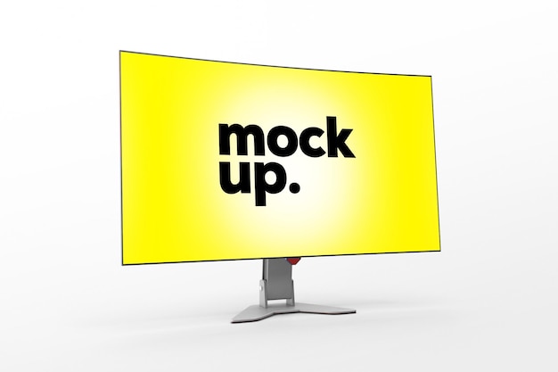 Un monitor de computadora con una pantalla amarilla que dice maqueta.