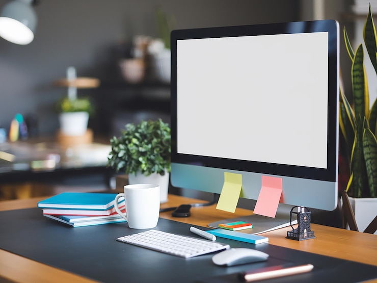 PSD un monitor de computadora con una pantalla blanca que dice publicarlo