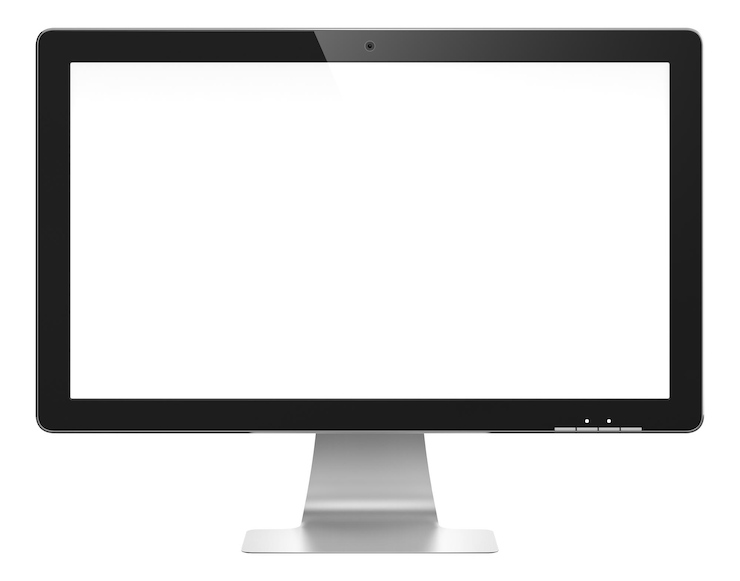 PSD monitor de computador com tela em branco branca isolada em fundo transparente
