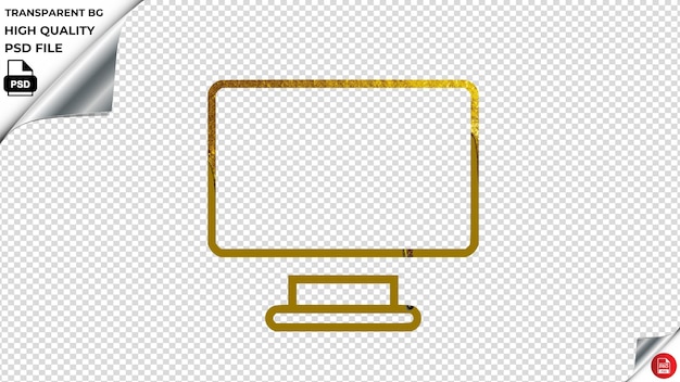 PSD monitor de computador conectar à internet cor dourada pintura derretida psd transparente