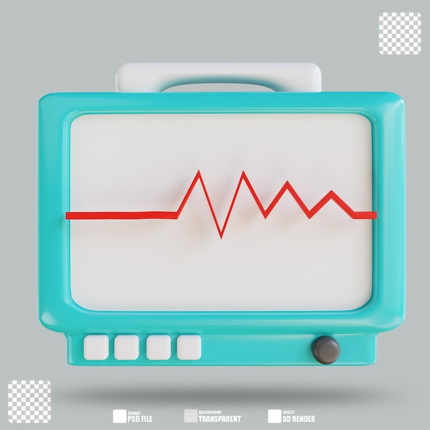 Monitor de paciente de ilustração 3D