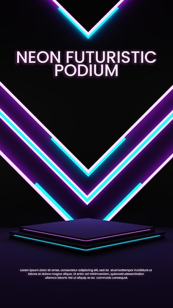 Monitor de produto de iluminação colorido elegante neon podium