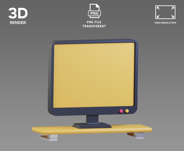 monitor de ilustración 3d