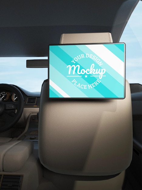 monitor mockup sul seggiolino auto