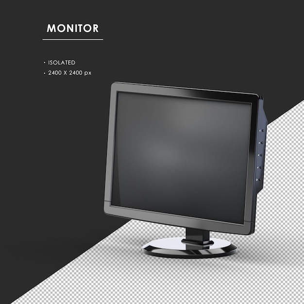 Monitor negro aislado desde la vista frontal izquierda