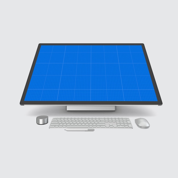 Monitor de pantalla y maqueta de teclado