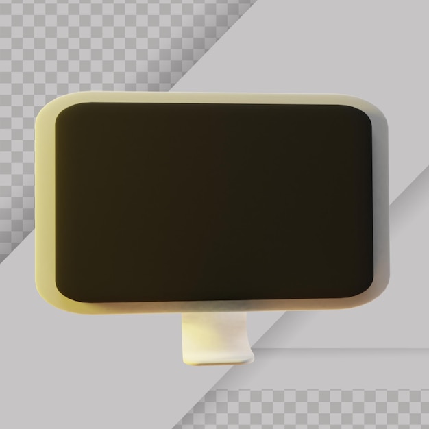Monitor de pantalla de PC blanco y negro renderizado en 3D