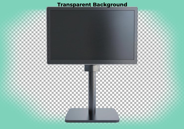 PSD monitor de quiosco para publicidad y exhibición de productos aislado sobre un fondo transparente