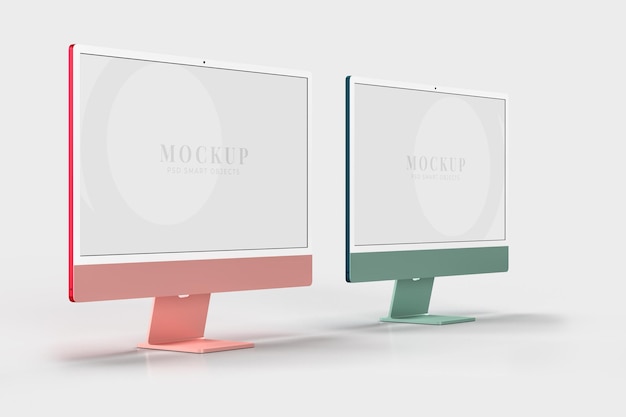 Monitorare 24 modelli. Modello di mockup per la presentazione. Rendering 3D