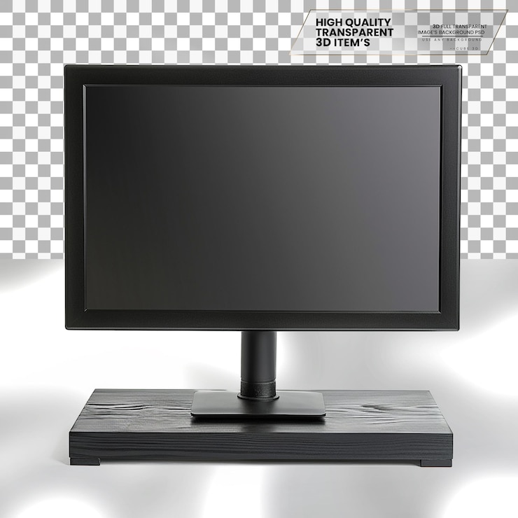 PSD monitoreo para elevar la computadora en un fondo transparente