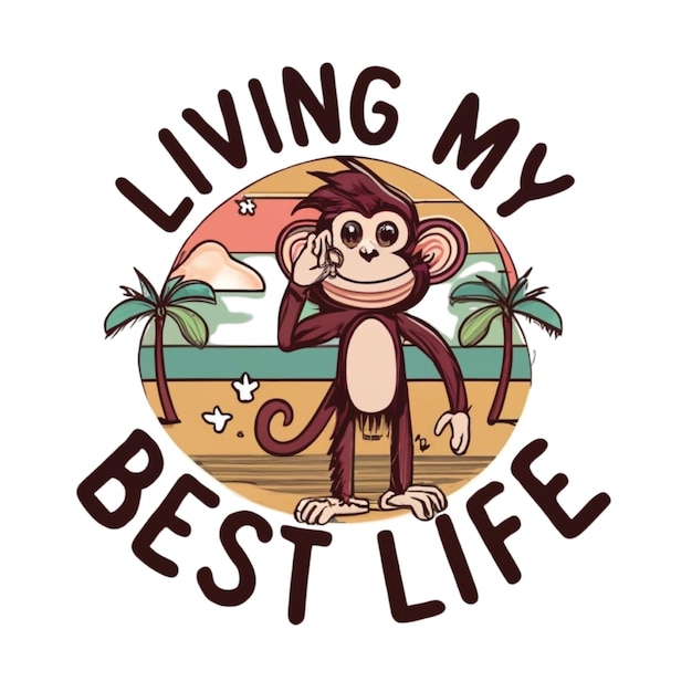 Monkey-Cartoon-T-Shirt-Design auf Wunsch gedruckt