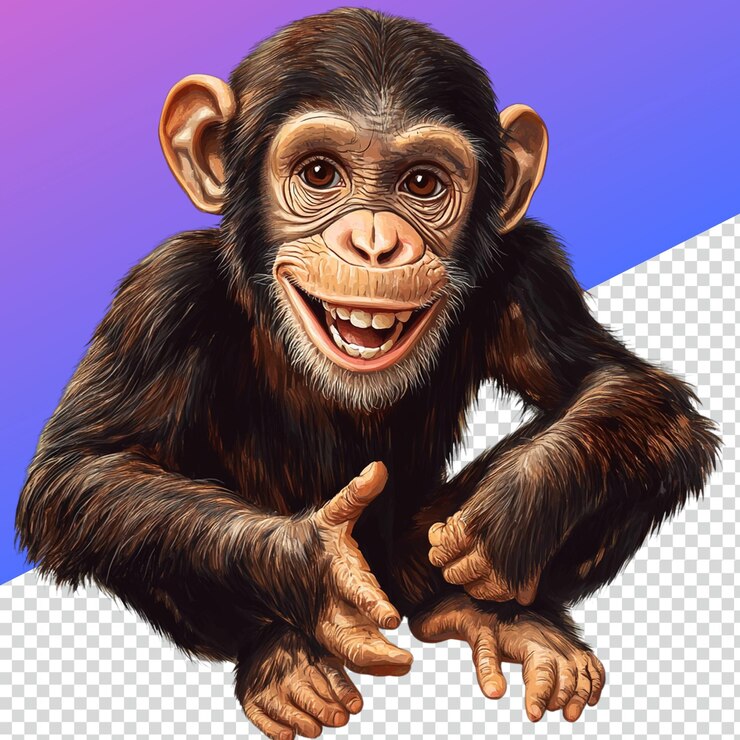 PSD monkey png lúdico para proyectos y diseños creativos