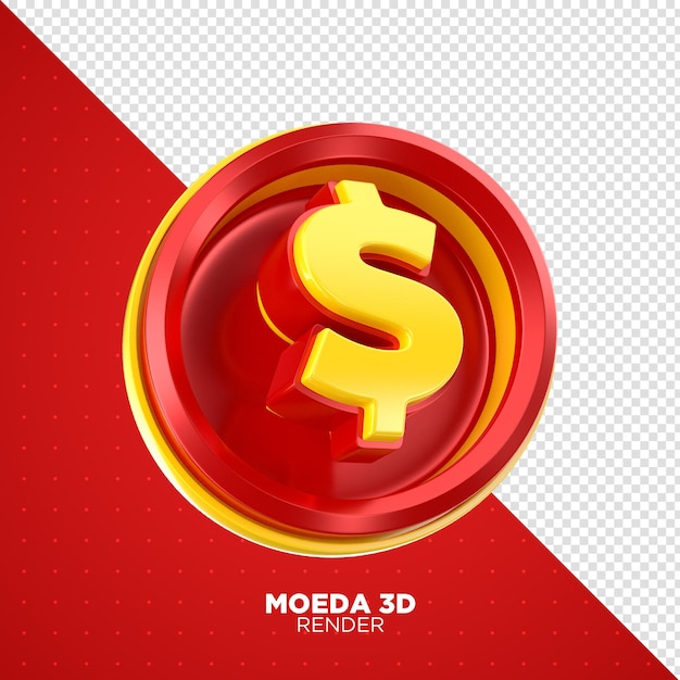 Monnaie En 3d Rendu Rouge Et Jaune