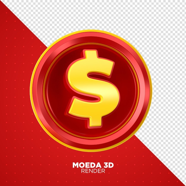 Monnaie En 3d Rendu Rouge Et Jaune