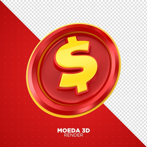 Monnaie En 3d Rendu Rouge Et Jaune