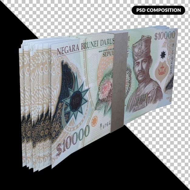 Monnaie De Brunéi Darussalam Billet De Banque 3d Psd Premium Isolé