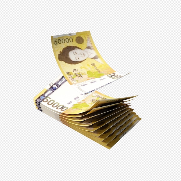 PSD monnaie de corée paquet de différents types de papier-monnaie argent coréen gagné