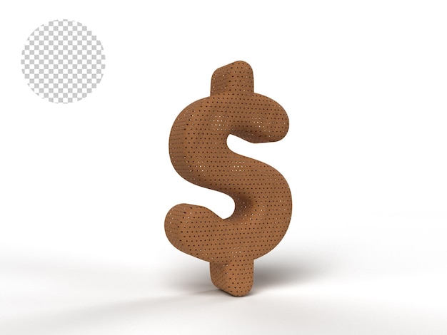 PSD monnaie dollar 3d avec texture marron