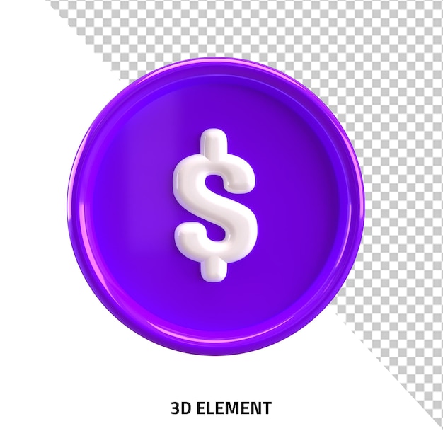 Monnaie dollar pièce 3d signe de monnaie