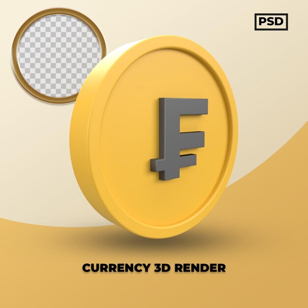 PSD monnaie franc rendu 3d