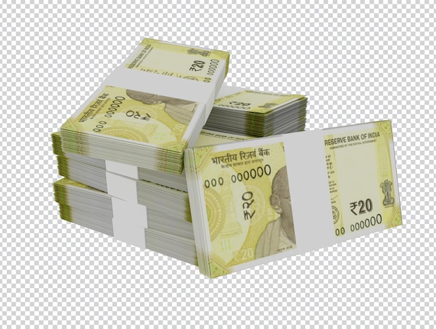 PSD monnaie indienne - liasses de monnaie ( 20 roupies )
